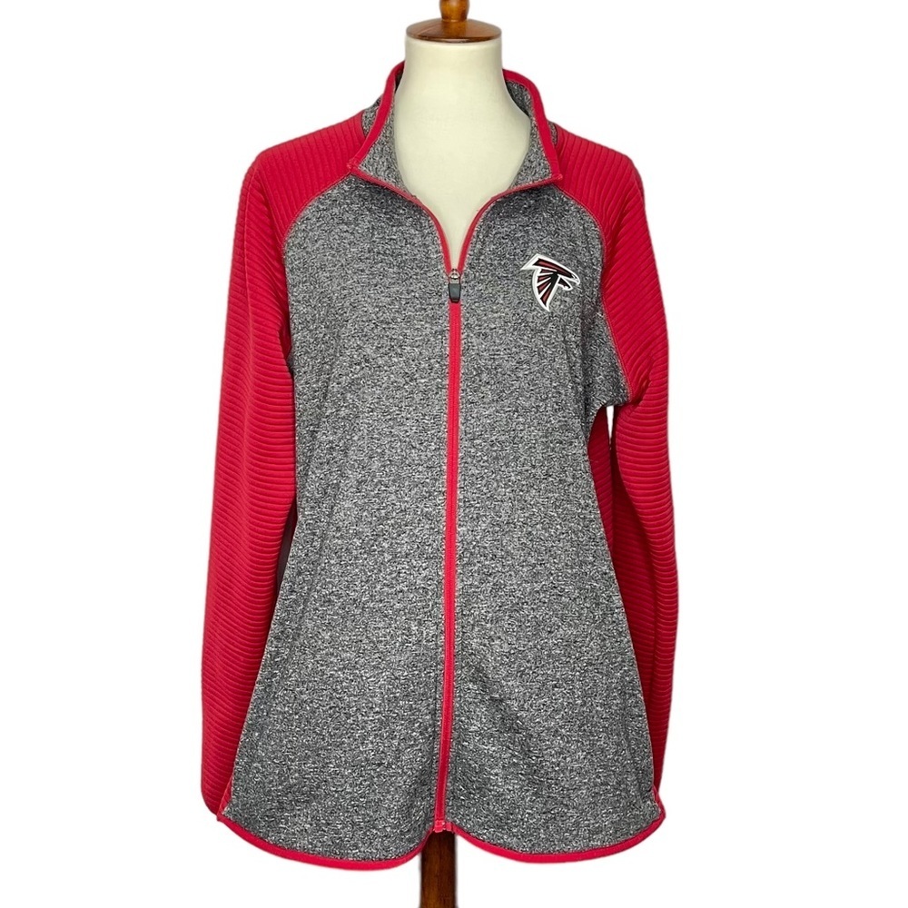 Atlanta Falcons Womens Jacket XL NFL Football Team Apparel Heather Grey Red Zip